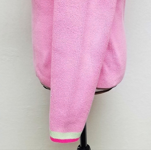 Vintage Retro Y2K Tommy Hilfiger Pastel Neon Pink Green Ribbed Pull-over Sweater - Picture 10 of 16